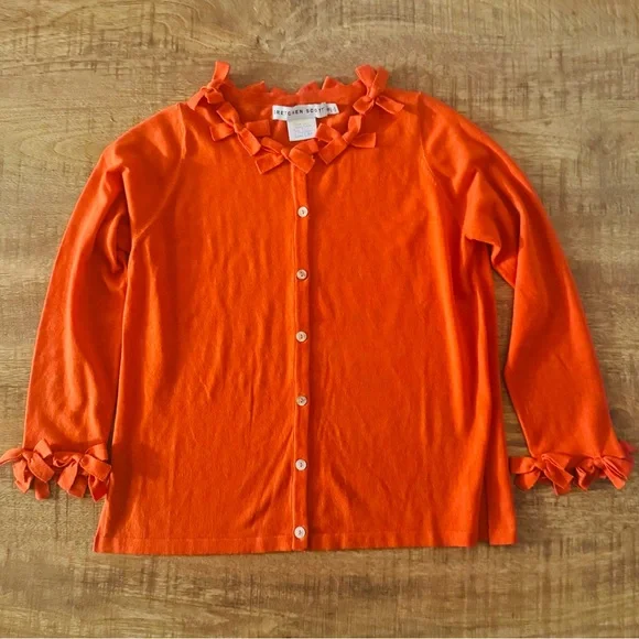 Gretchen Scott Breakfast at Tiffany’s Burnt Orange Bow Cardigan - Picture 5 of 5